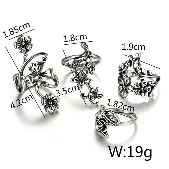 “Bella” Flower Set Knuckle Rings - Picture 4 of 4
